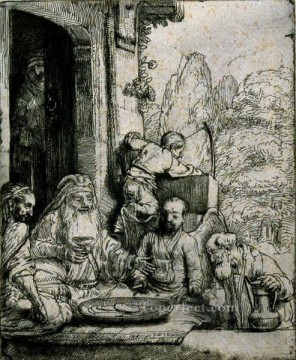 Abraham entreteniendo a los ángeles SIL Rembrandt Pinturas al óleo